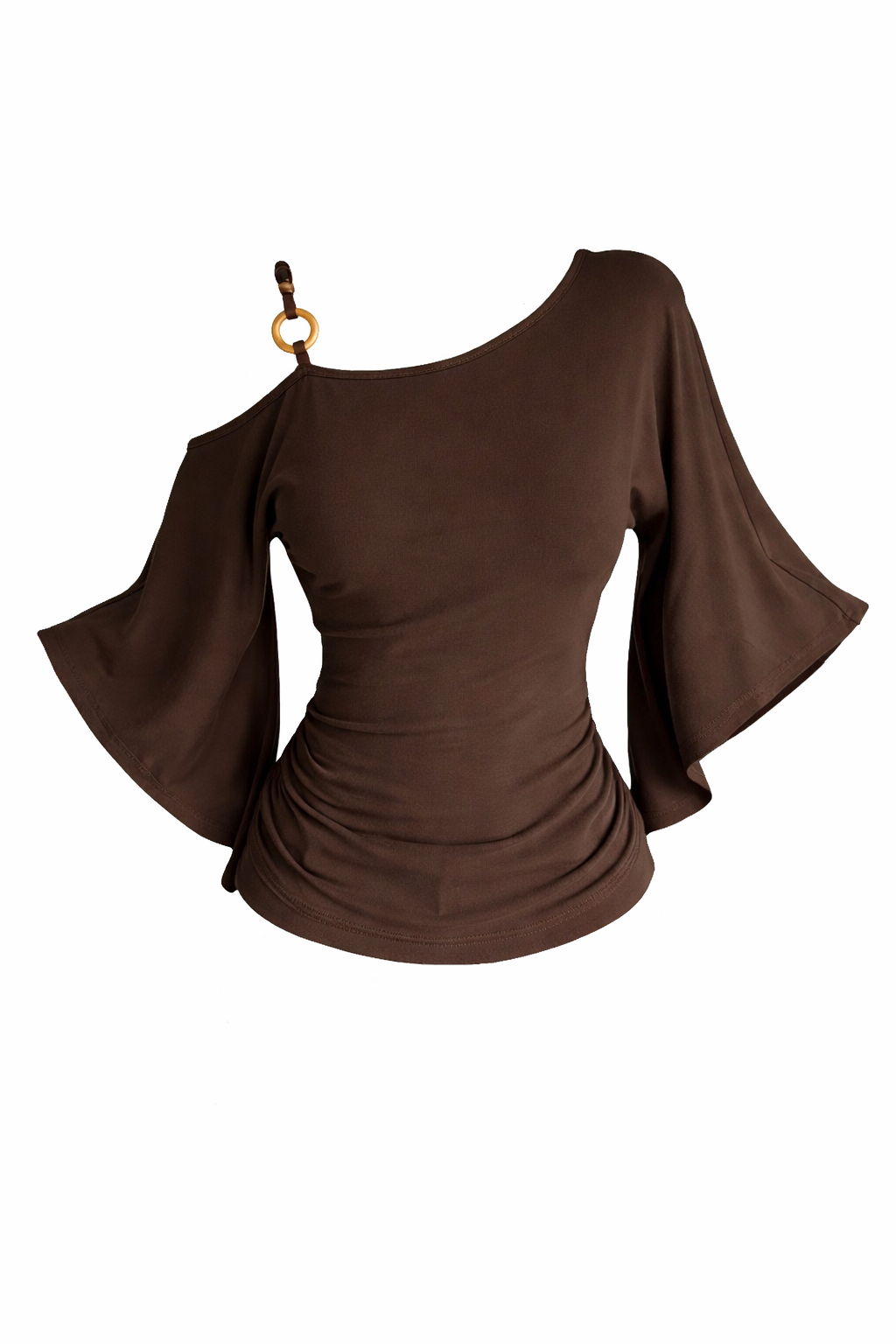 Off-Shoulder Pleated T-Shirt