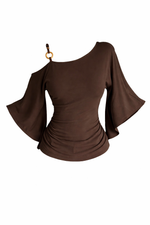 Off-Shoulder Pleated T-Shirt