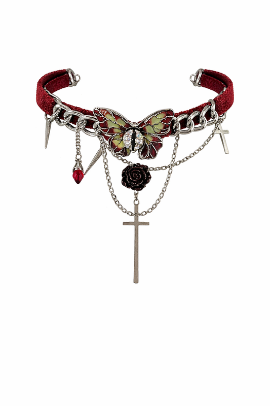 Metal Butterfly Flower Necklace