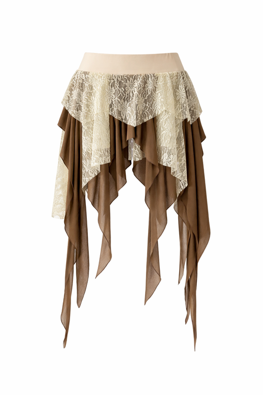 Mini Skirt Y2K Lace Fringe Irregular