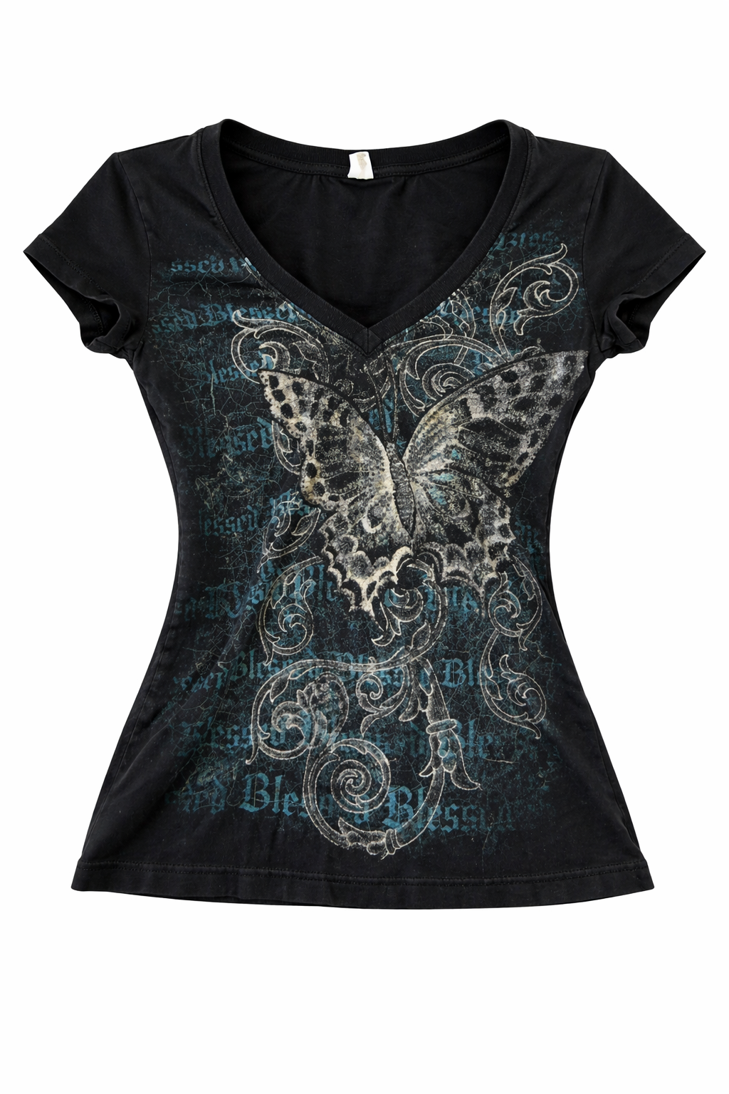 Fairy Grunge Blessed Butterfly V-Neck Tee