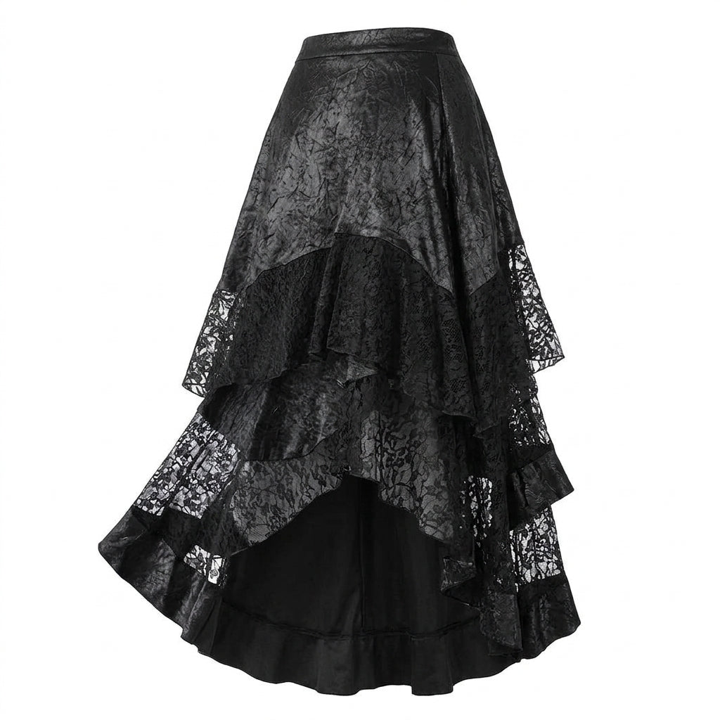 Fairy Grunge Midi Skirt in Midnight Black