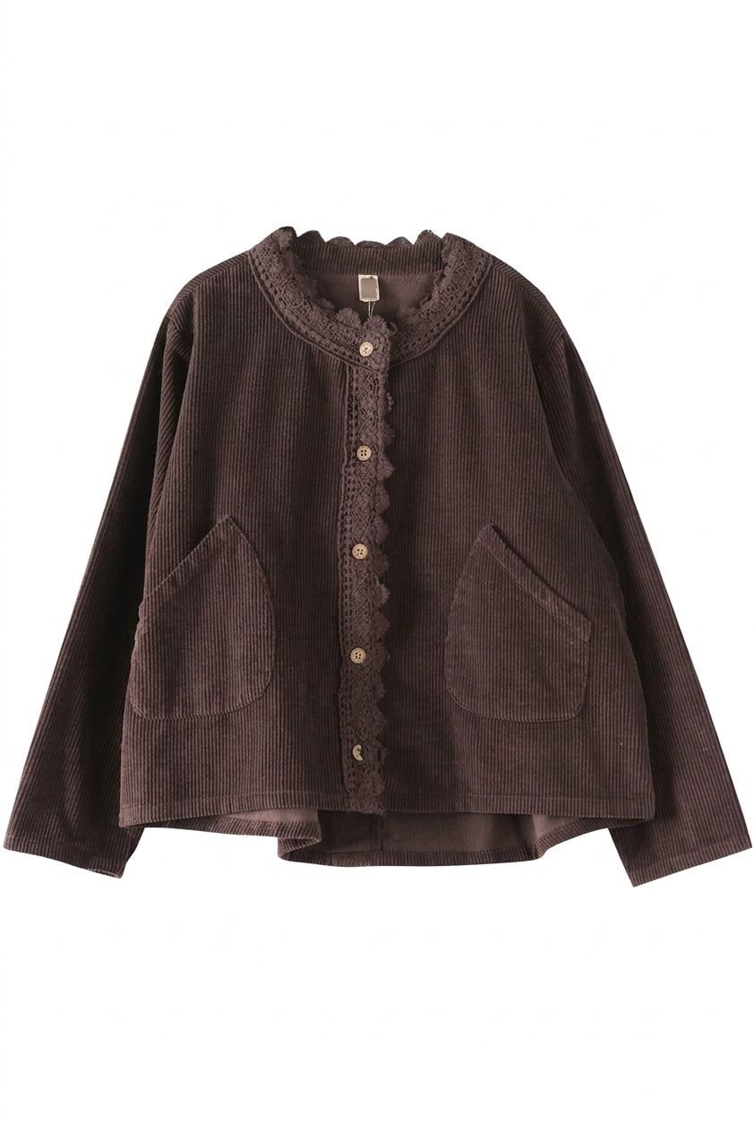 Mori Girl Corduroy Jacket in Dusk Brown
