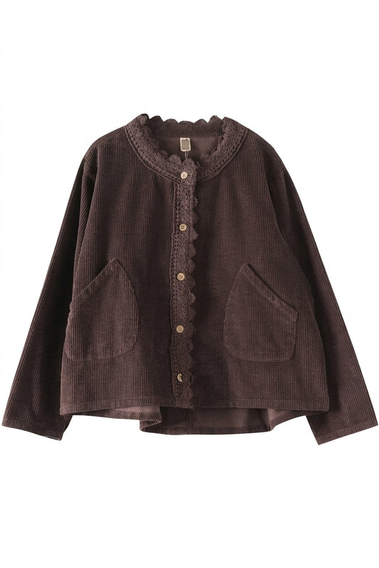 Mori Girl Corduroy Jacket in Dusk Brown