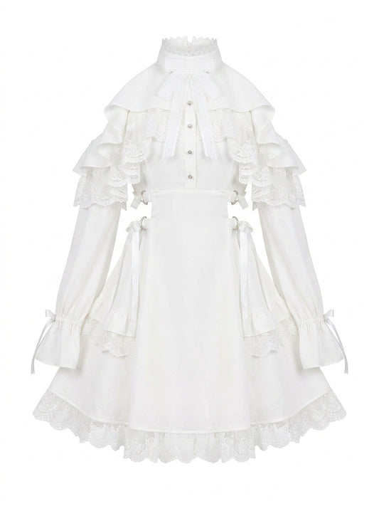 Fairycore Ruffle Dress in Ivory
