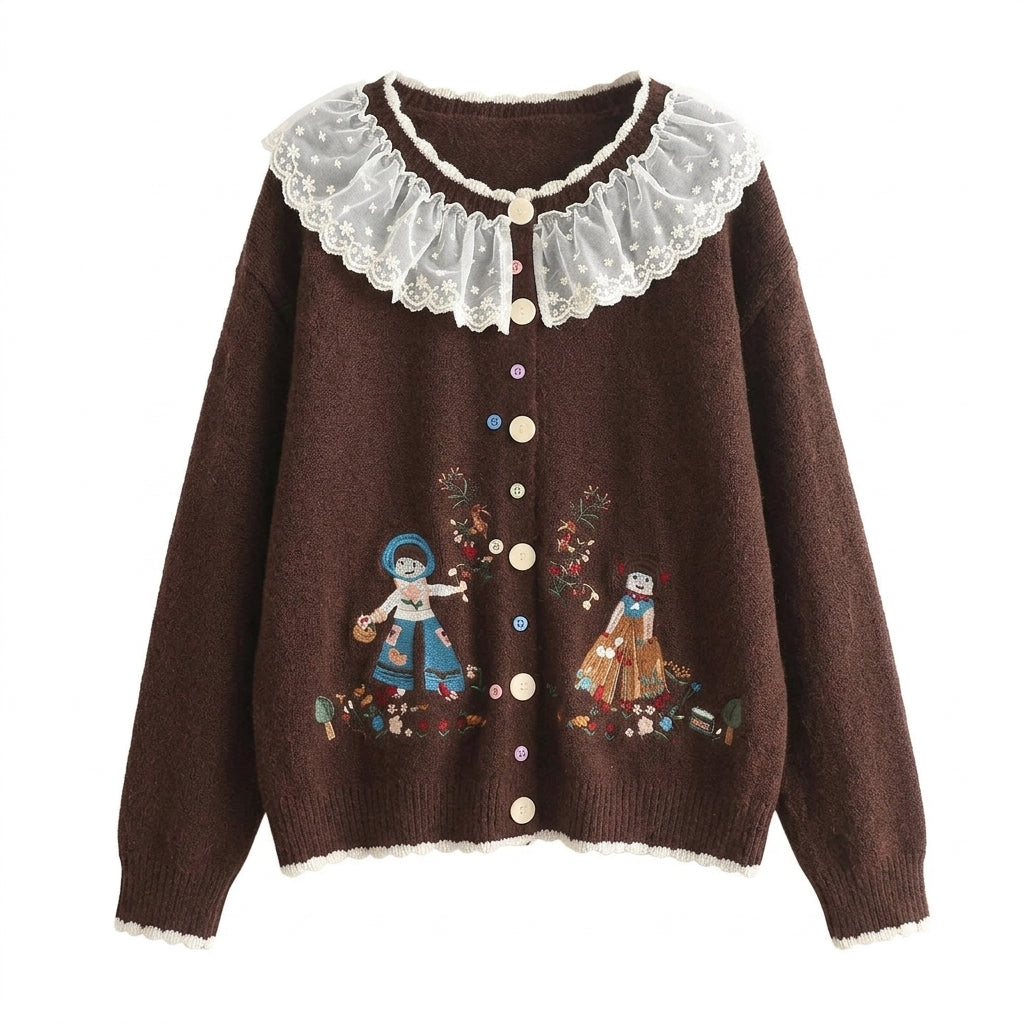 Cottagecore Garden Embroidered Lace Cardigan Coat