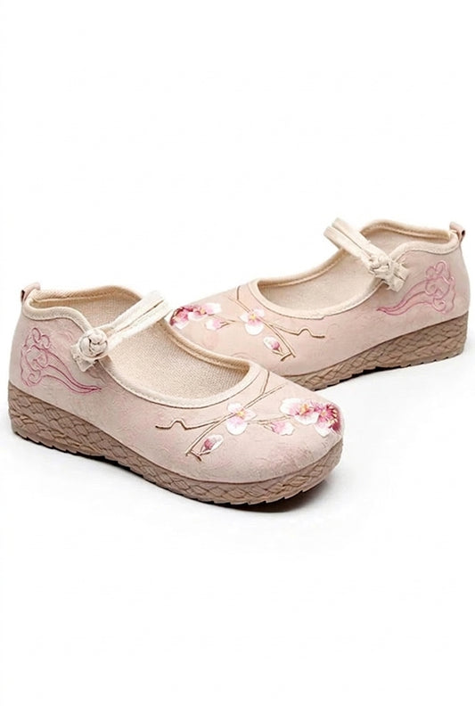 Mori Girl Blossom Embroidered Mary Jane Shoes
