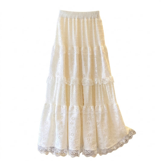 Fairycore Cutwork Lace Maxi Skirt