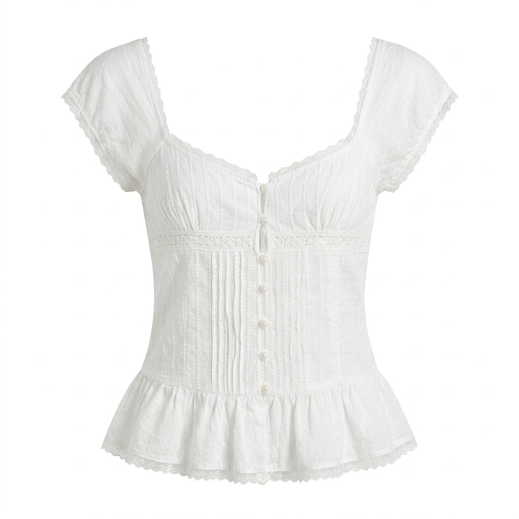 Fairycore Heirloom Pintuck Peplum Blouse