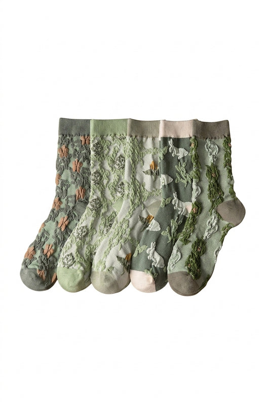 Cottagecore Embroidered Sock Set
