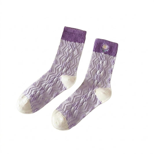 Cottagecore Texture Knit Sock
