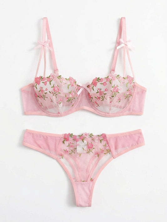Ethereal Embroidered Lingerie Suit