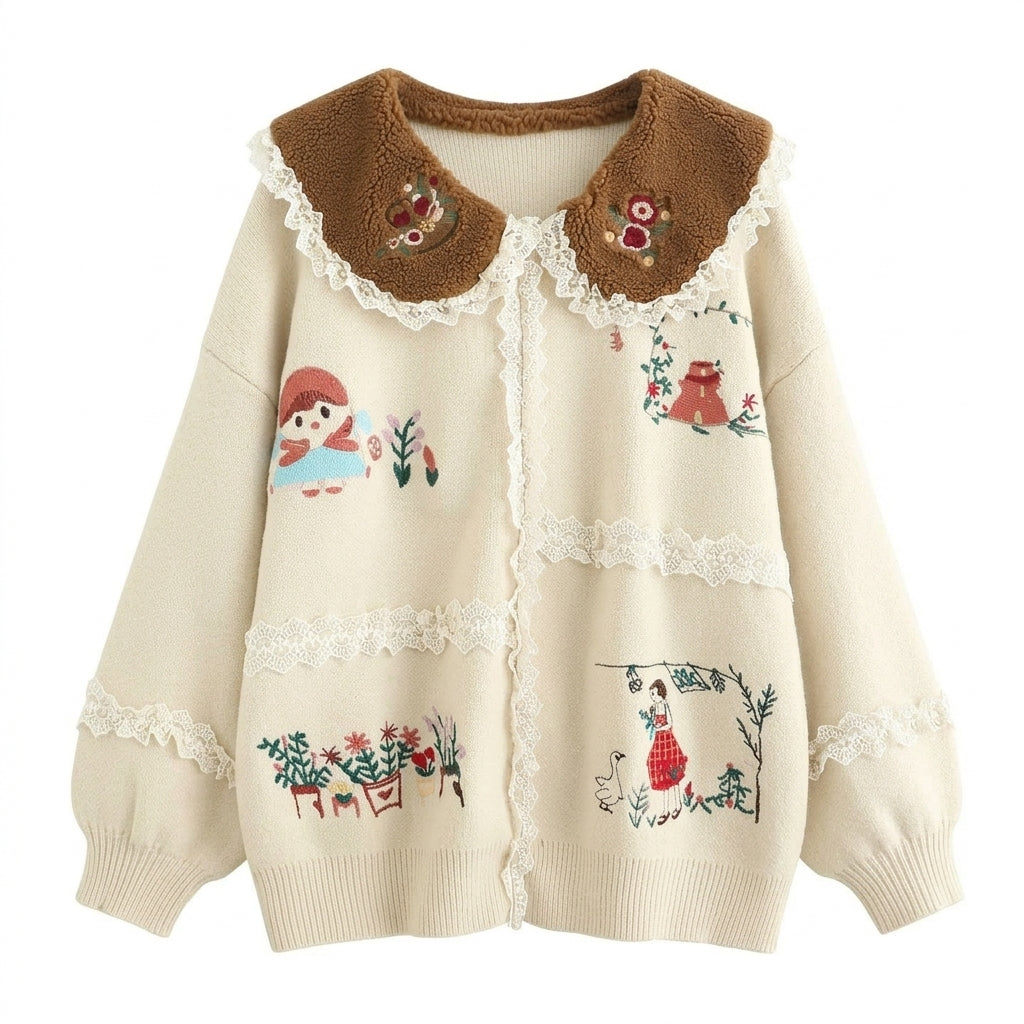 Cottagecore Garden Embroidered Cardigan