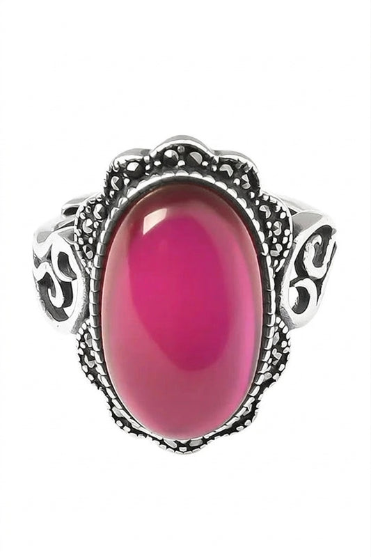 Vintage Aesthetic Mist Oval Stone Ring