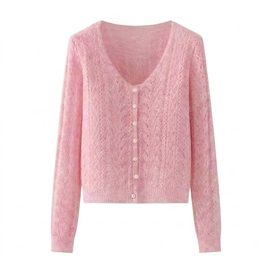 Fairycore Blush Openwork Cardigan
