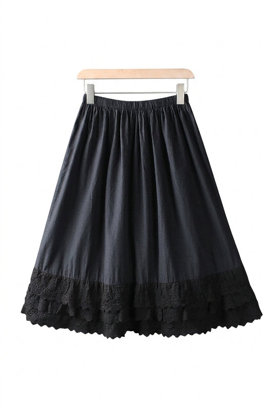 Dark Cottagecore Gathered Midi Skirt