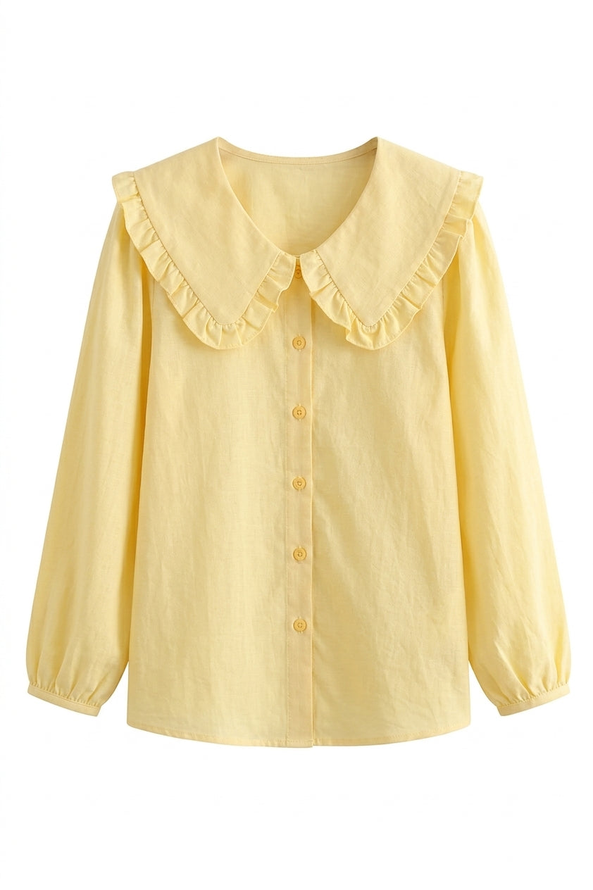 Mori Girl Butter Ruffle Collar Shirt