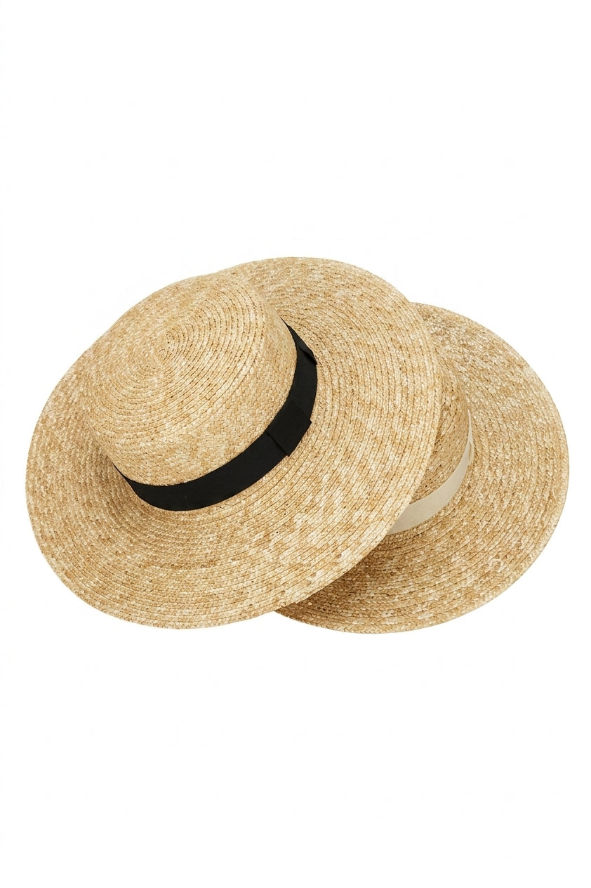 Vintage Aesthetic Brim Woven Straw Boater Hat