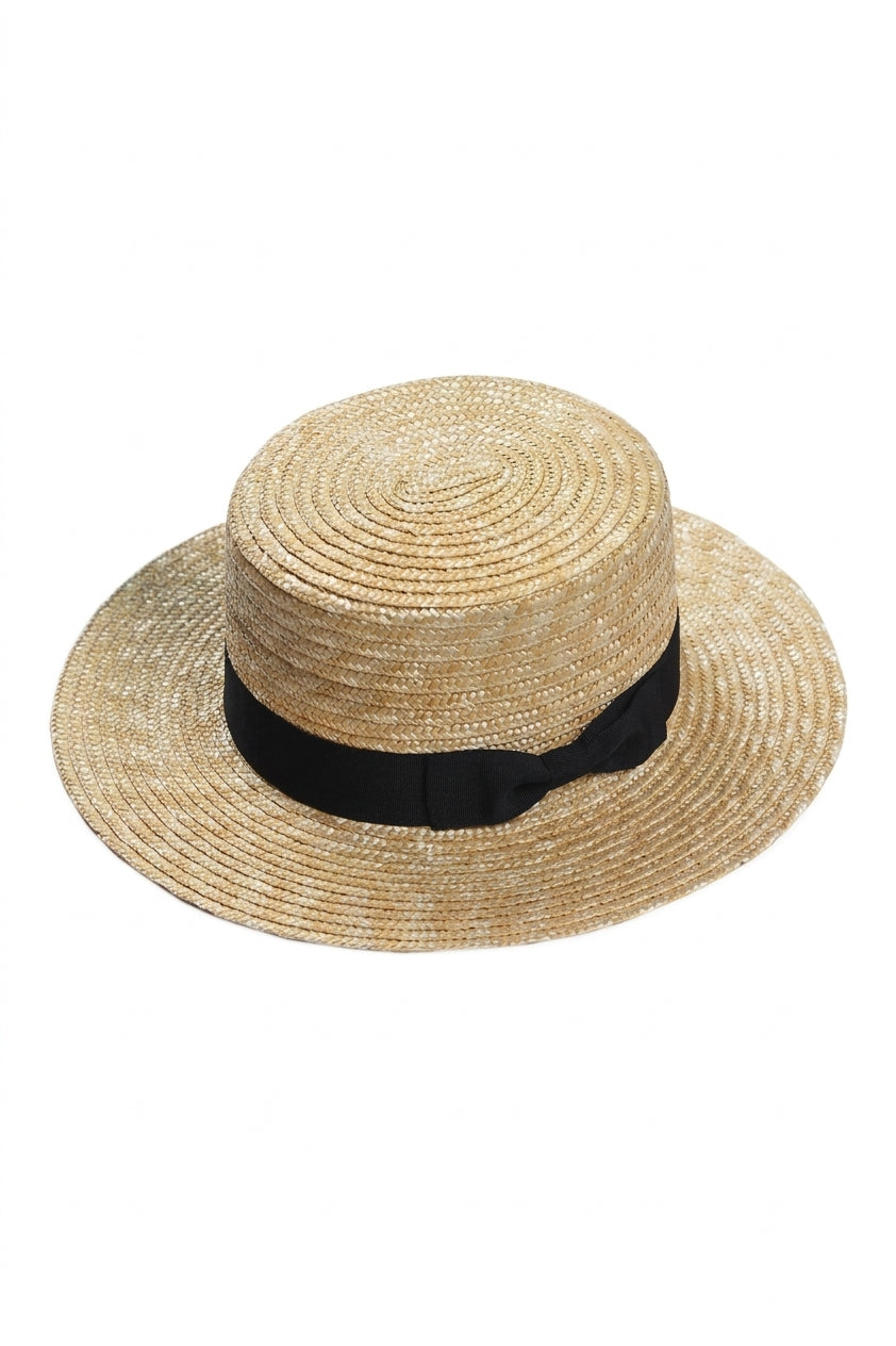 Vintage Aesthetic Ribbon Straw Boater Hat