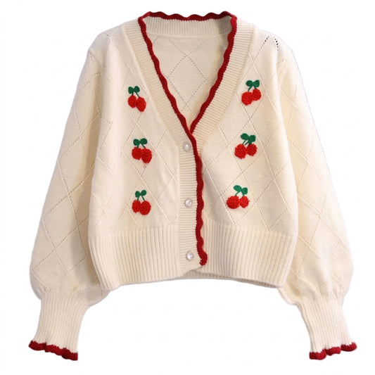 Vintage Aesthetic Blossom Knit Cardigan