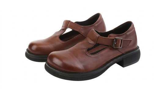 Vintage Aesthetic Leather Shoe in Burnt Cognac