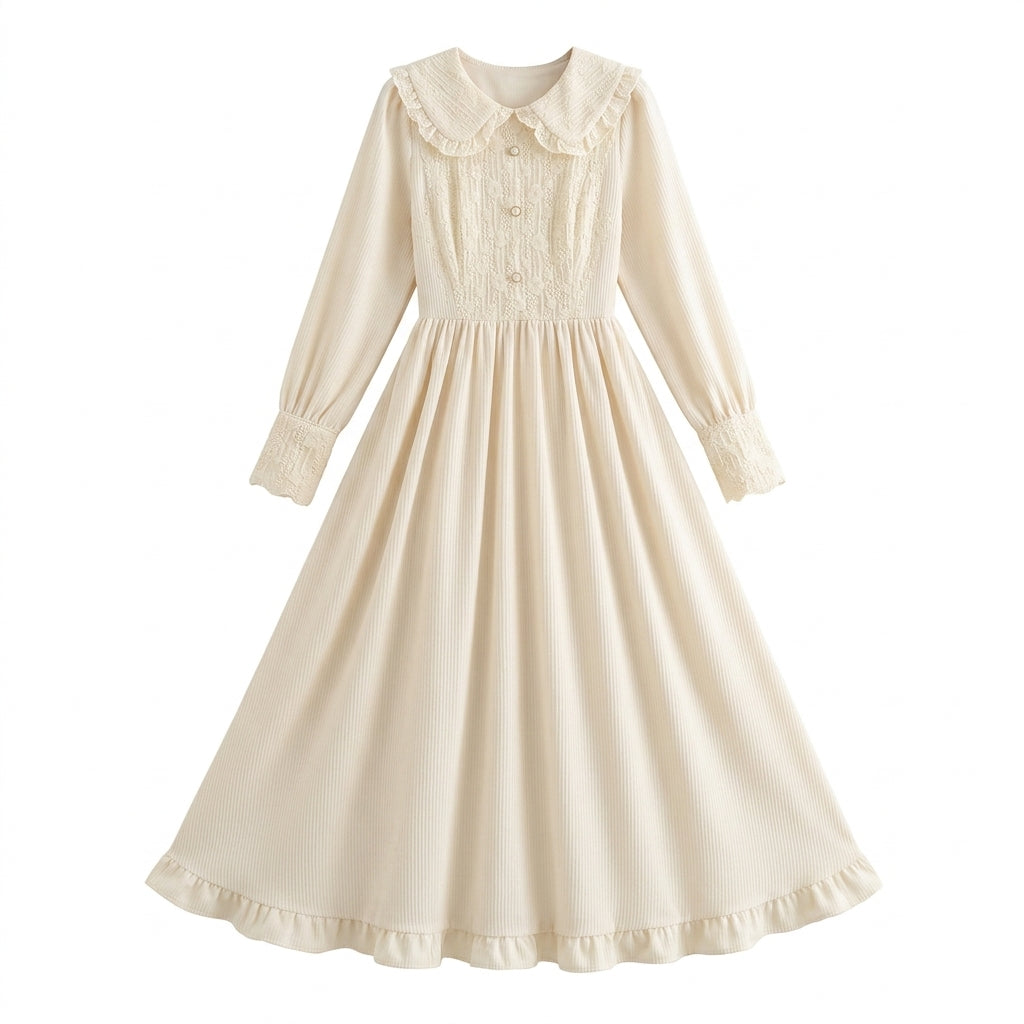 Cottagecore Pan Collar Midi Dress