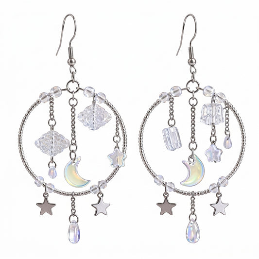 Fairycore Mond- und Stern-Creolen