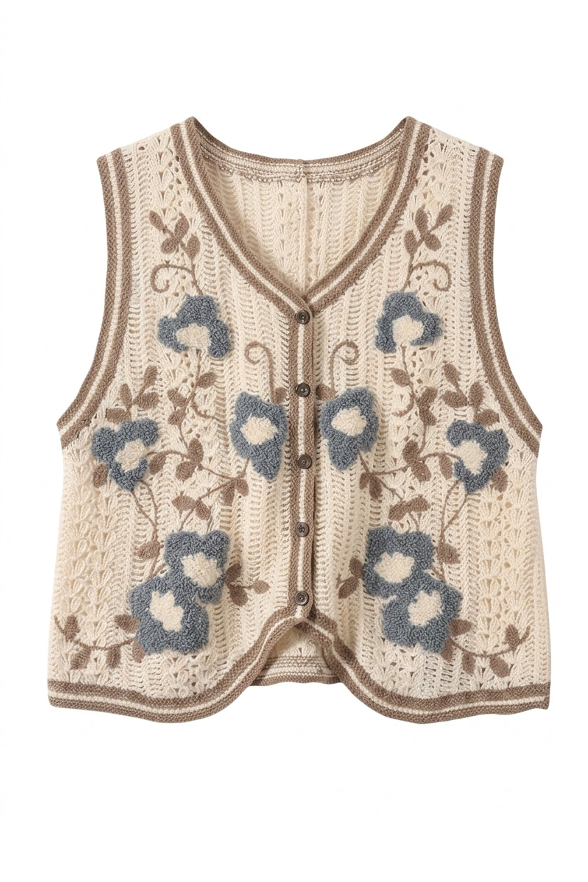 Vintage Aesthetic Vale Floral Knit Cardigan