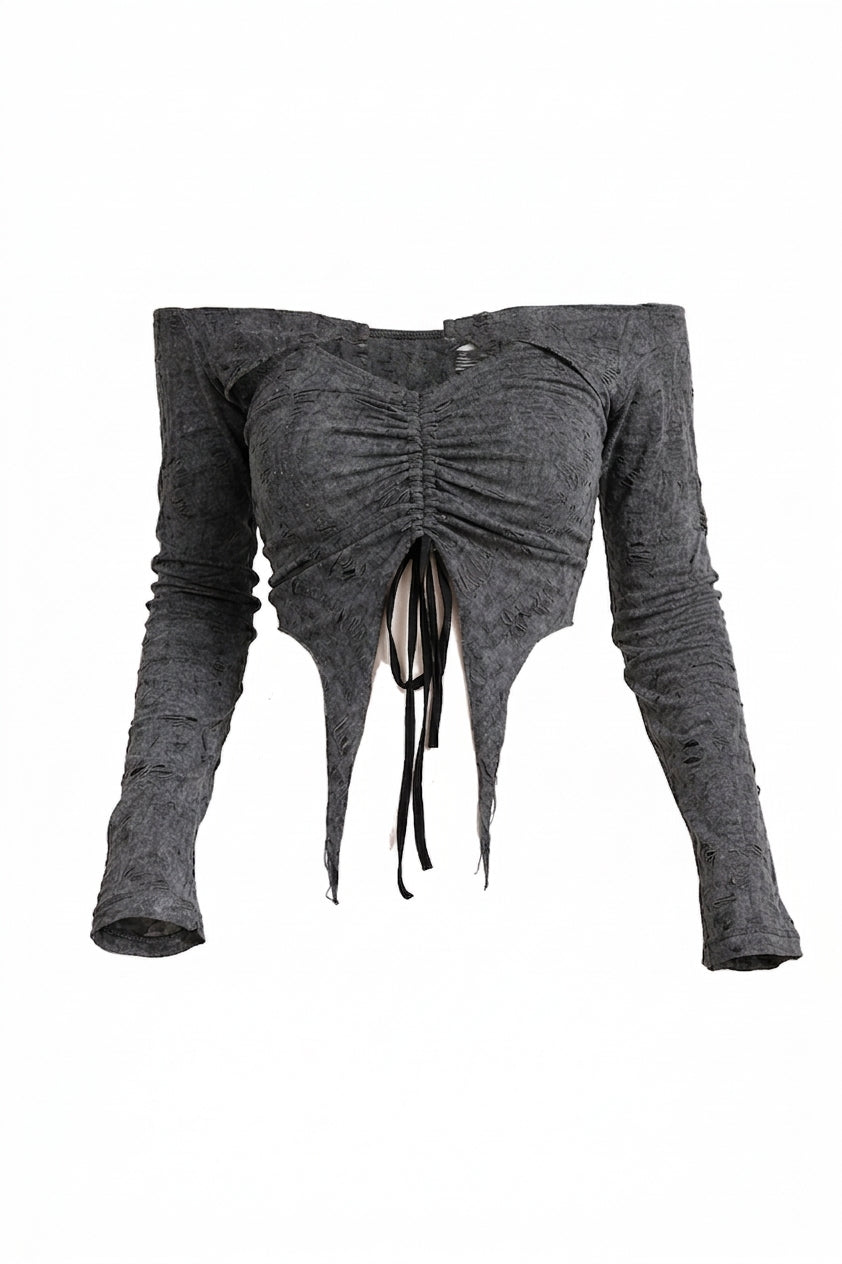 Fairy Grunge Ruched Halter Crop Top