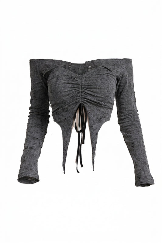Fairy Grunge Ruched Halter Crop Top