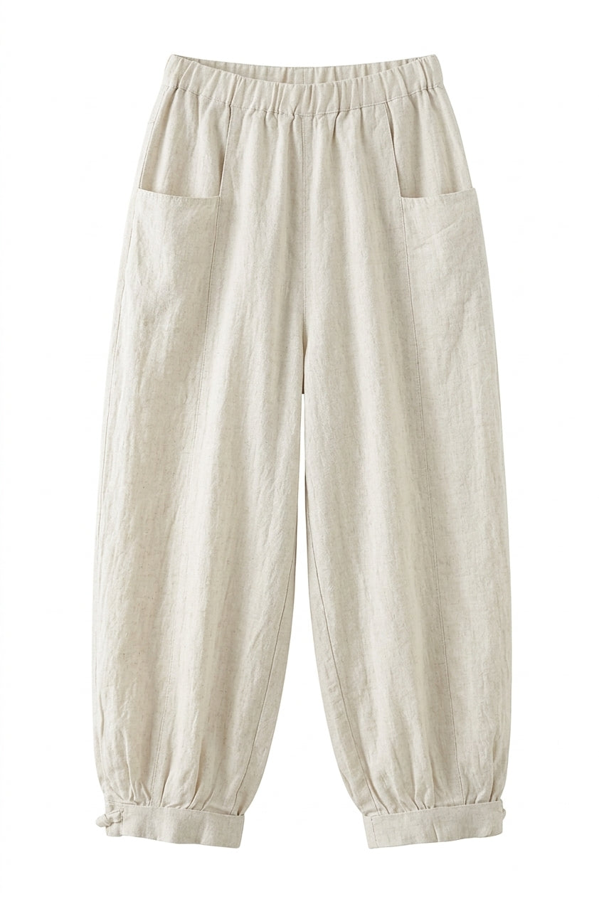 Mori Girl Linen Cocoon Harem Pants