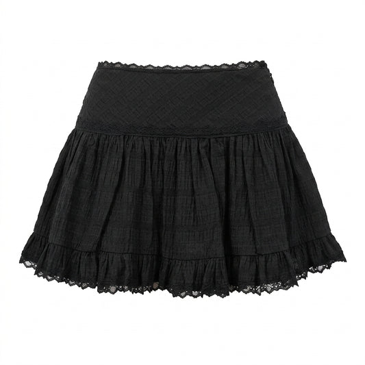 Dark Cottagecore Ruffle Mini Skirt