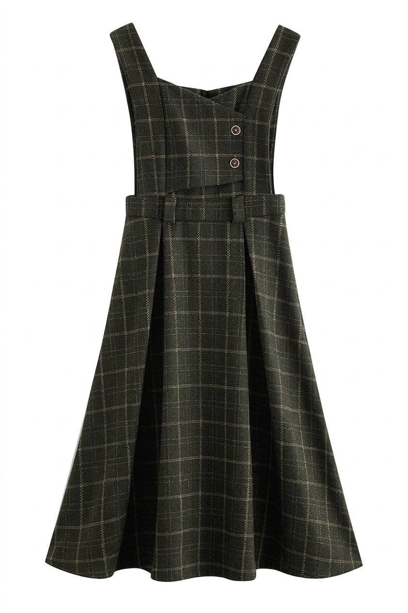 Mori Girl Plaid Pinafore Dress