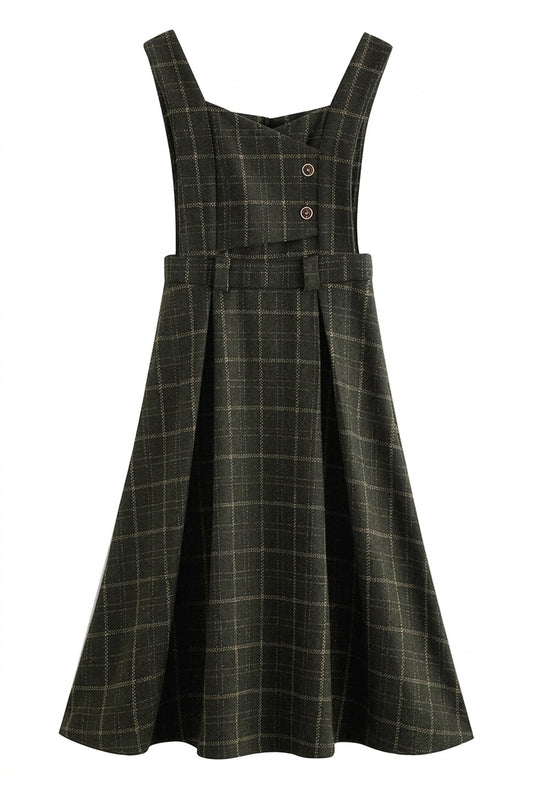 Mori Girl Plaid Pinafore Dress
