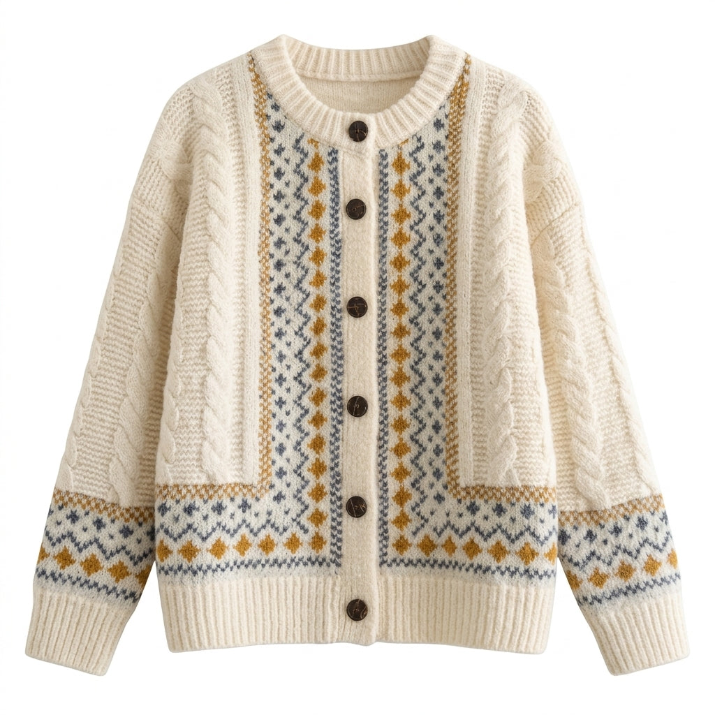 Cottagecore Valley Fair Isle Cardigan