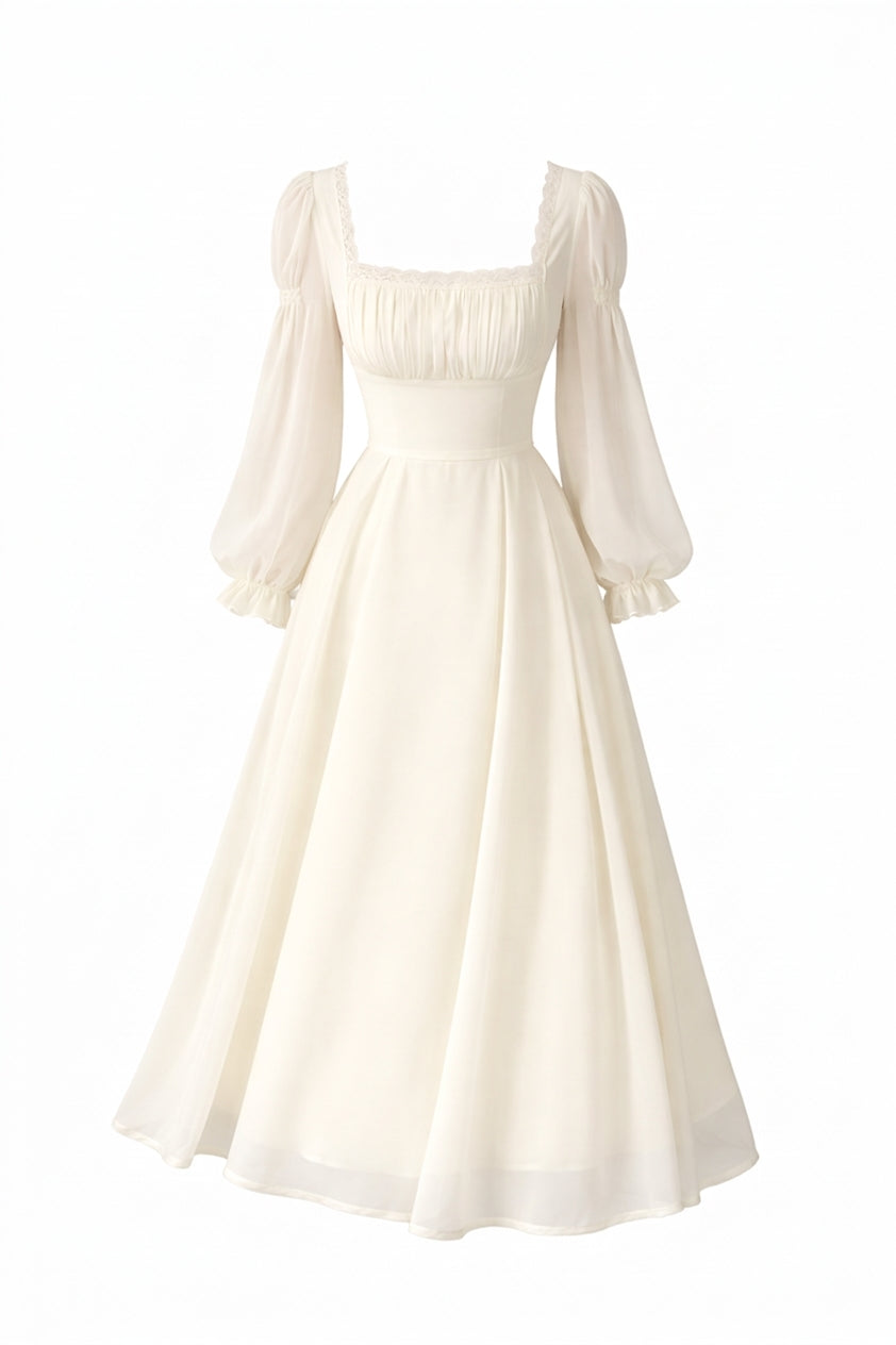 Elegantes, einfarbiges Midikleid