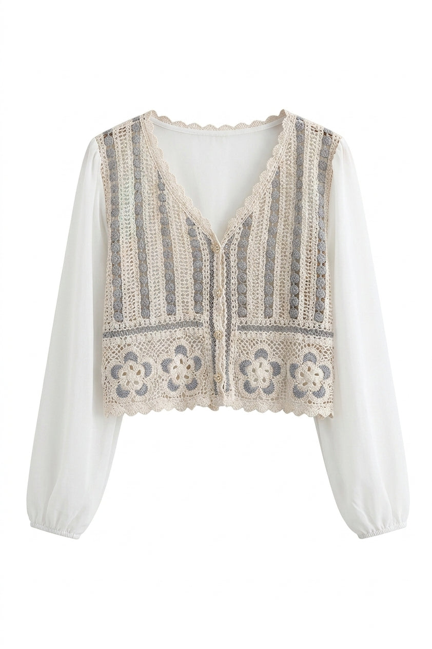 Cottagecore Lantern Sleeve Crop Top - Сottagecore clothes