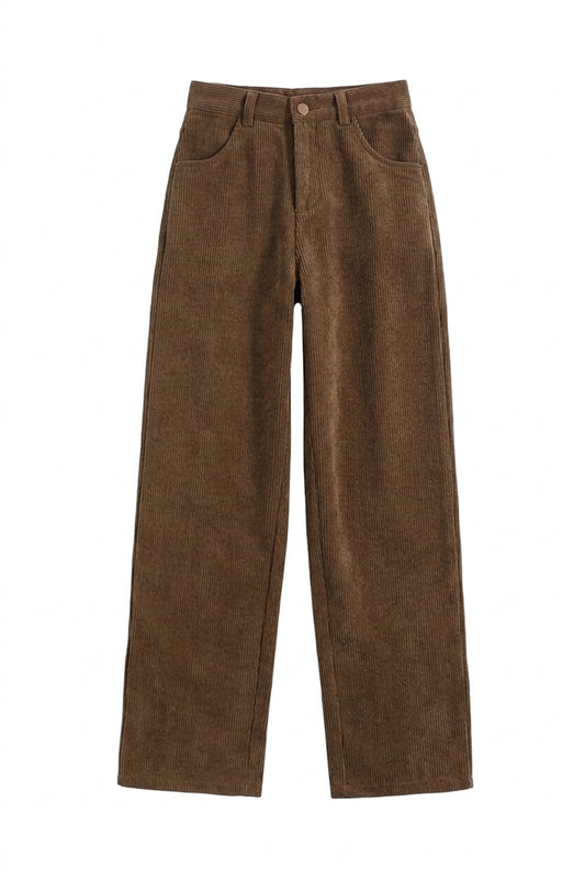 Vintage Aesthetic High-Waist Straight-Leg Pants