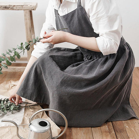 Cottagecore Cotton Linen Apron - Dresses - Сottagecore clothes