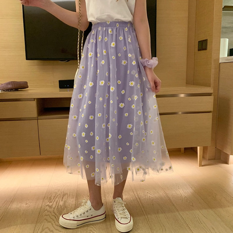 Daisy Print Skirt -- Сottagecore clothes