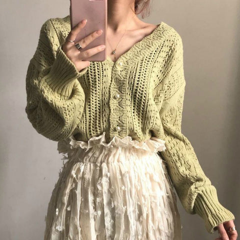 Vintage Elegant Cropped Sweater - Sweaters - Сottagecore clothes
