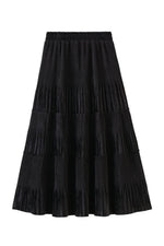 Vintage Long Velvet Pleated Skirt