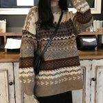 Vintage Style Striped Loose Sweater - 0 - Сottagecore clothes