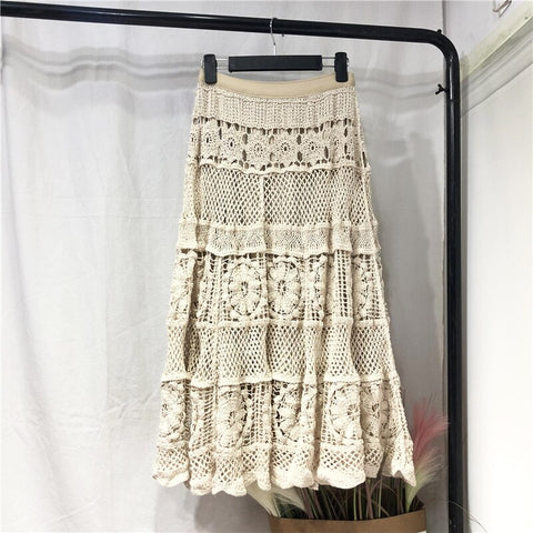 Cottagecore Knit Lace Skirt - 0 - Сottagecore clothes