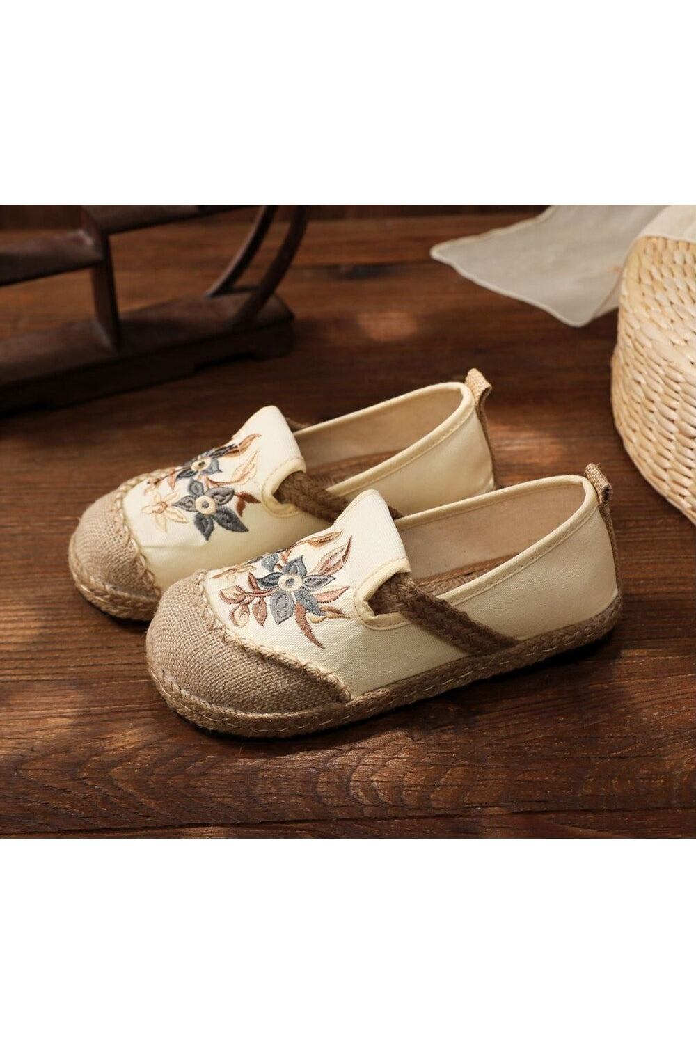 Embroidered Flat Espadrilles