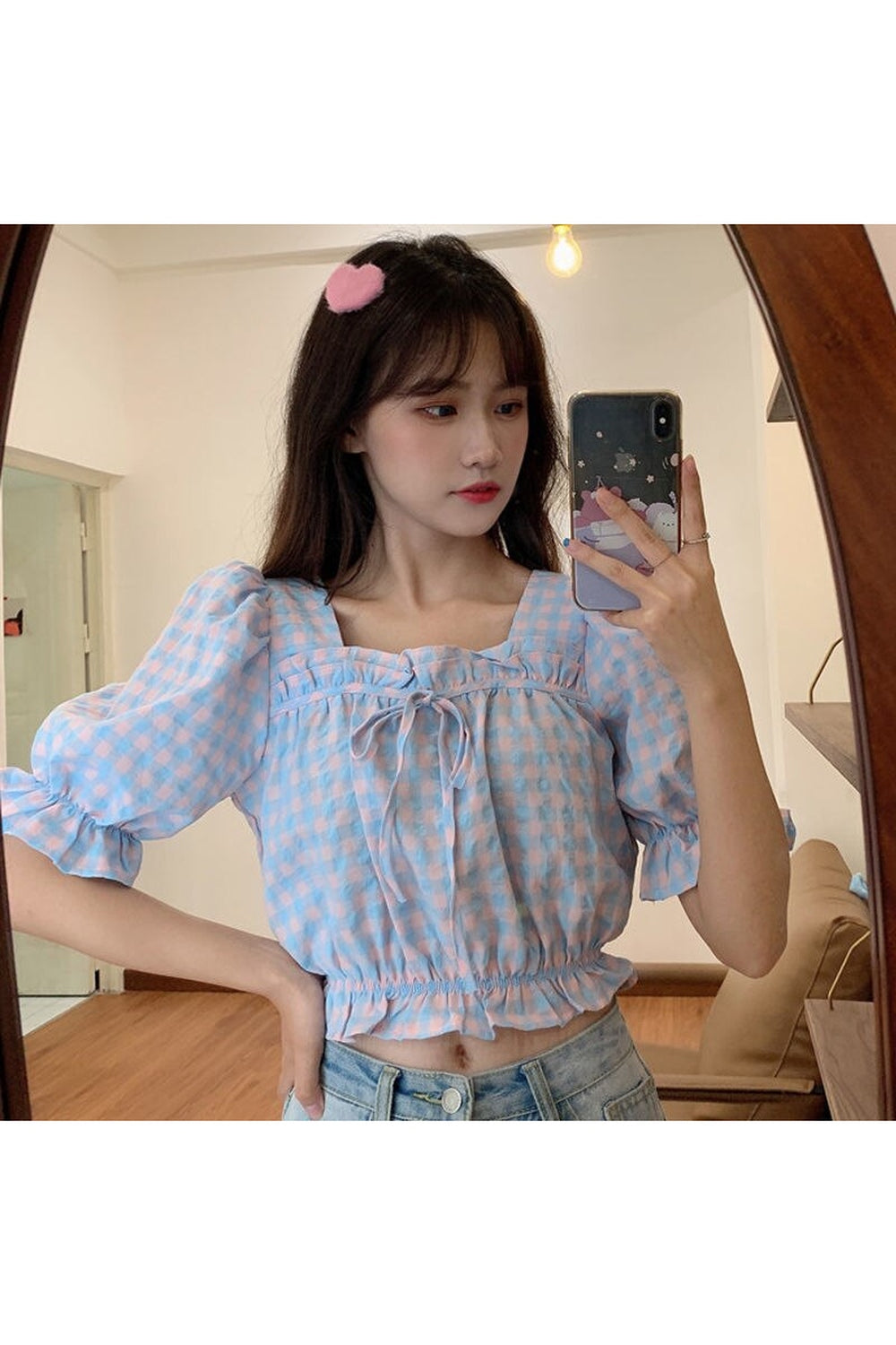 Retro Plaid Crop Top cottagecoreclothes