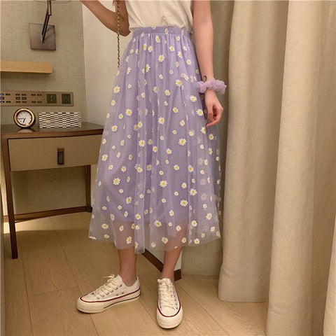 Daisy Print Skirt -  - Сottagecore clothes