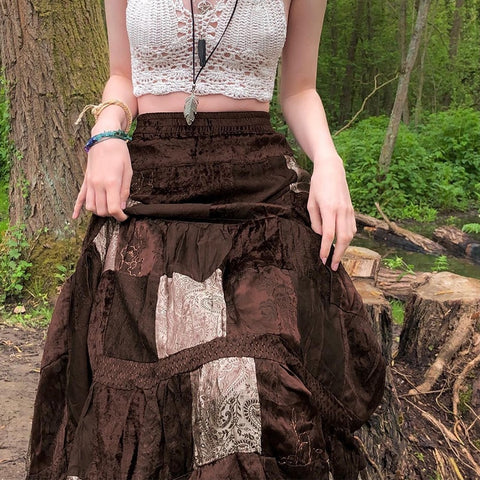 Goblincore Brown Long Skirt - 0 - Сottagecore clothes