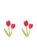 Vintage Red Enamel Flower Earrings