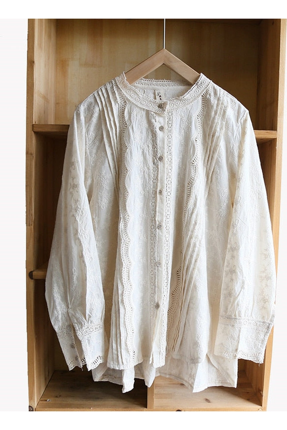 Flowers Embroidery Lace Shirt cottagecoreclothes
